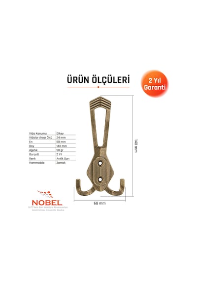 Has Portmanto Askısı, Metal Vestiyer Askısı, Anti K Sari, Duvar Ve Dolap Askılığı 5'li Set Vidalı