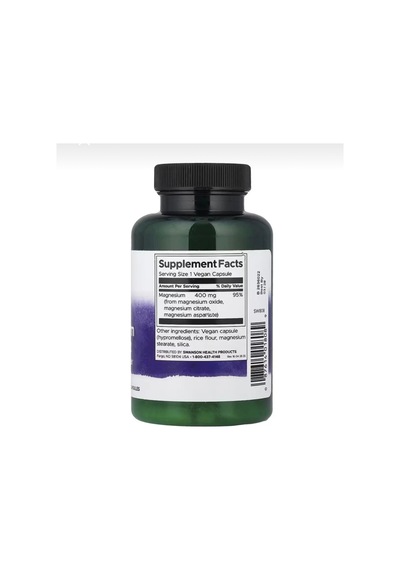 Swanson Triple Magnesium Magnezyum Citrate, Oxide Complex Muscle And Bone 400 Mg 100 Vegan Capsules