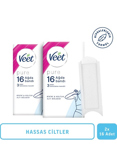 Veet Pure Hipoalerjenik Bikini & Koltuk Altı Bölgesi Sir Ağda Bandı 2 x 16'lı