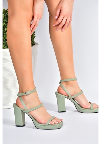 Fox Shoes Yeşil Kalın Topuklu Günlük Kadın Ayakkabı M282462709