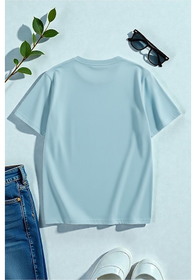 Uyguntarz Unisex Mood Baskılı Oversize Tişört Bebe Mavisi