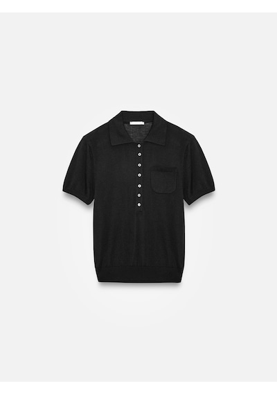 Dilvin 10874 Lyocell Karışımlı Polo Yaka Bluz-siyah