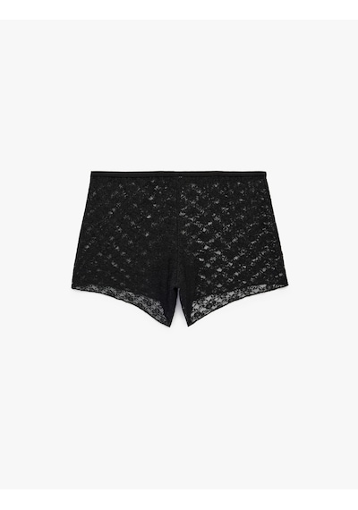 Koton Rahat Kesim Dantel Detaylı Şort Pijama Altı Siyah 6slk80021mk