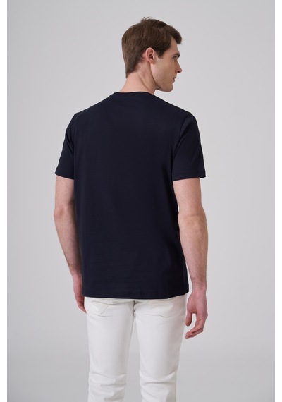 Morven Erkek Lacivert Trend Baskılı Bisiklet Yaka Dinamik Fit T-shirt 26ys018009200 Lacivert