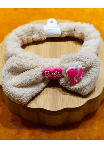 Monalisa Home Lüks Peluşlu Figürlü Saç Bandana Bej