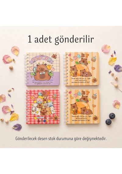 Bakgelal Sevimli Ayıcık Desenli Spiralli Cep Not Defteri Taşınabilir Mini Çizgili Notluk 1 Adet - 9095090210164 Çok Renkli