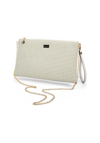 Silver Polo Yeşil - Kemik Kaz Ayağı Ekose Kadın Portföy Ve Clutch El Çantası Sp1034