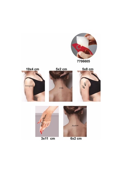 Enhavalı Aşk Özgürlüktür Geçici Dövme Kına Şablonu 5'li