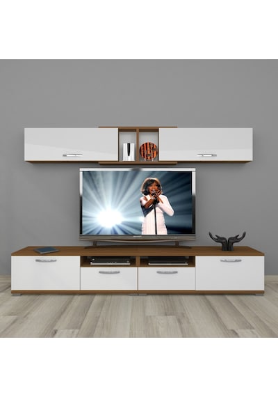 Decoraktiv Eko 5220 Slm Tv Ünitesi Tv Sehpası - Ceviz Beyaz Ahşap - Beyaz
