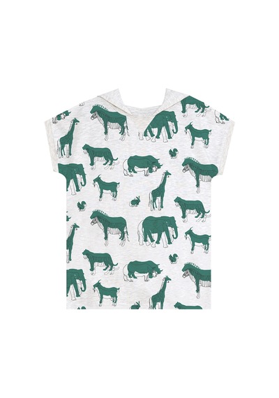 Animals Yeşil Erkek Çocuk Kapüşonlu Yazlık T-shirt Şort Takım