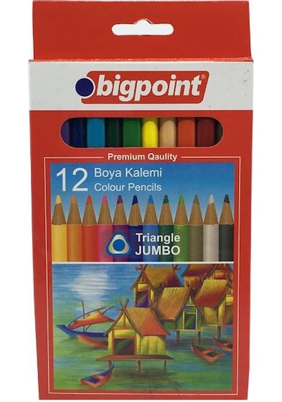 Bigpoint 12 Renk Üçgen Jumbo Kuru Boya Kalemi