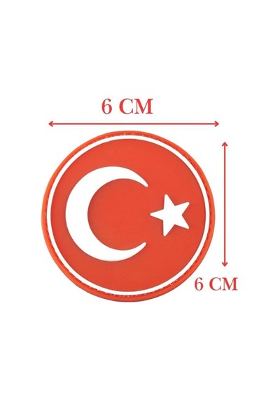 Floranova Single Sword Yuvarlak Türk Bayrağı Peç 6 Cm Taktik Yama Silikon Arma Kombin Detayı Çok Renkli