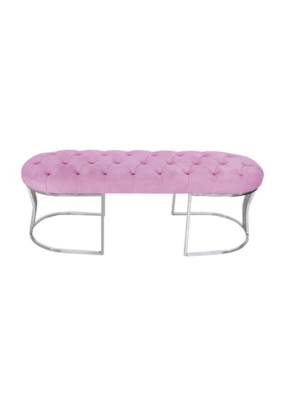 VİEGO SILVER PEMBE-Kapitoneli Model Puf&Bench&Koltuk-Oturak-Uzun Makyaj Puff-Yatak Odası Ucu&Önü