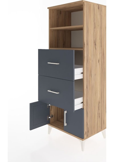Hyperion Dolap 2 Raflı 2 Çekmeceli 2 Kapaklı 60x44x163 Çam-an... Çam