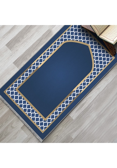 Evaşk Namazlık Dokuma Halı Kaymaz Muslumana Seccade80 x 130 Lacivert EVASK803H80