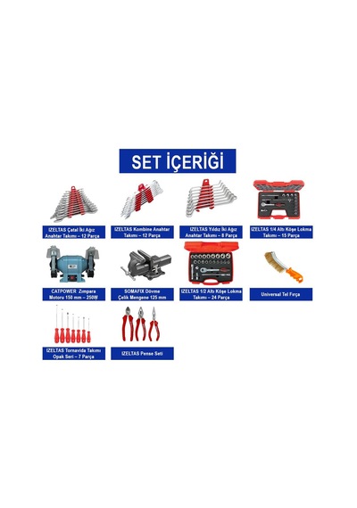 Takpower 2 Metre Dolu Takım Tezgahı 10 Çekmeceli 1 Dolaplı Premium