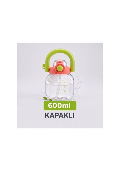 4 Adet Sporcu Matarası 600 Ml Sızdırmaz Kapaklı Karıştırıcı Toplu Pipetli Geniş Kulplu Bpa İçermez Spor Fitness Shaker Water Bottle Sarı