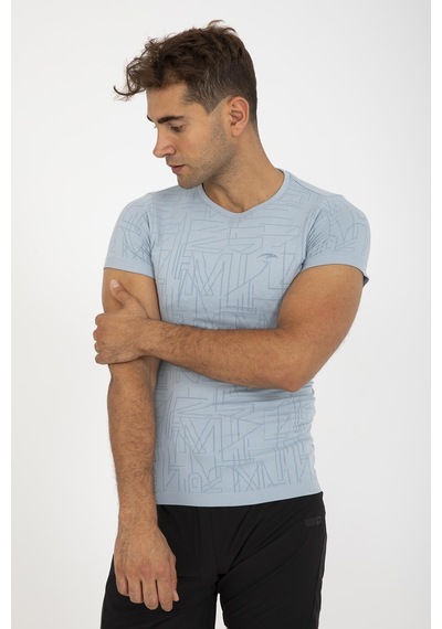 Maraton Active Slimfit Erkek Bisiklet Yaka Kısa Kol Koşu Sisli Mavi T-Shirt 821075-Sisli Mavi