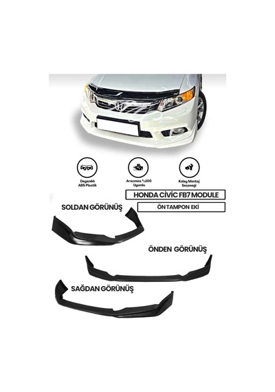 Honda Civic Fb7 2012-2016 Uyumlu Boyasız Plastik Modulo Ön Ek Boyasız