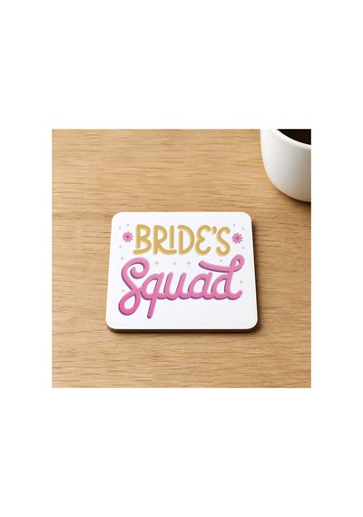 Bride S Squad Yazı Baskılı 9x9 Cm Kare Mdf Bardak Altlığı Ahşap Çok Renkli