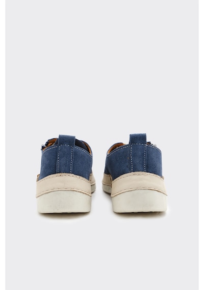 Derinet Günlük Hakiki Deri Kadın Sneaker Mavi Süet Mavi Süet