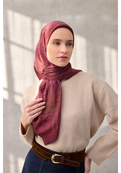 Silk Home Viskon Velora Eşarp Dört Mevsim Karma Desen Vişne 90x90 Çok Renkli