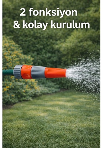 Ayarlı Hortum Ucu, Basınçlı Ve Yağmurlama Sulama Başlığı, 2 Fonksiyonlu, Kolay Kurulum, Bahçe Ve Araç Yıkama