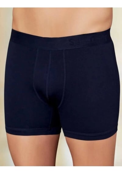 İki Yıldız Erkek Likralı Pamuk Penye Boxer 3'lü Paket 12020 Lacivert