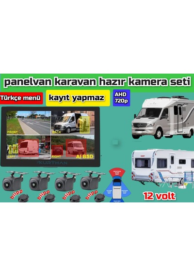 7'' Kayıtsız Ekran Araç Ve Yaya Tanımalı Sesli İkazlı 4 Kamera