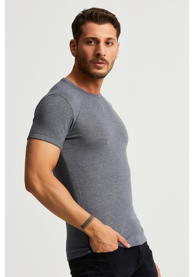 Alexandergardı Slim Fit Basic T-shirt E22-746a Koyu Gri