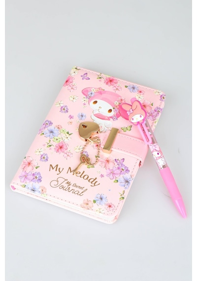 X Dekomus Lisanslı My Melody Dreamy Secret Garden A6 Kilitli Hatıra Defteri & 3d Uçlu Kalem Seti Altın