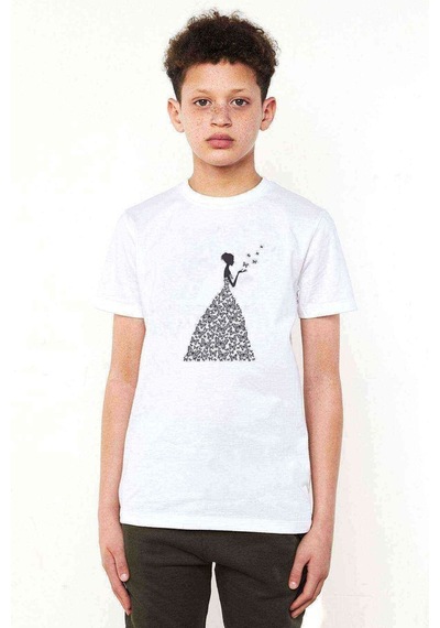 Tshirthane Silhouette Weeding Butterfly Baskılı Unisex Çocuk Beyaz T-Shirt