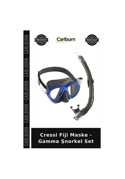 Delux Serisi Cressi Fiji Maske - Gamma Şnorkel Set Macera Deniz Keşif Clear-Blue