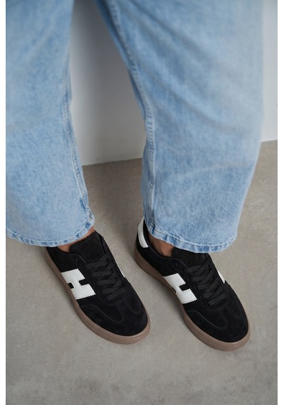 V.S.H Velvet Kadın Siyah Süet Desenli Kadın Retro Spor Ayakkabı Te03-2446