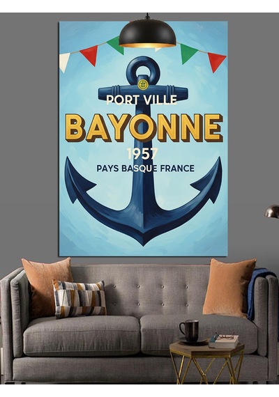 Bayonne Gemi Çapası Poster Deniz Teması Dekoratif Kanvas - Mdf Ahşap Tablo