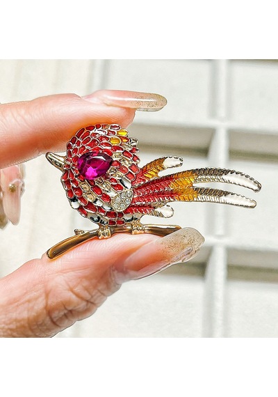Muhteşem Rhinestone Kuş Broş Emaye Pimi Erkek Kadın Mücevher Aksesuar Çok Renkli