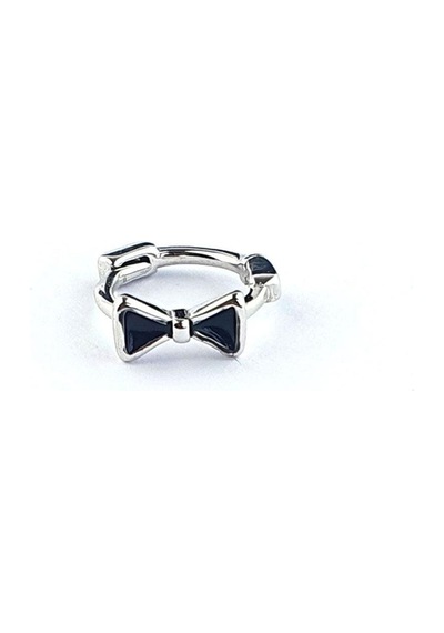 Oniks Taş Detaylı 925ayar Gümüş Tragus Helix Minimal Tek Kıkırdak Küpe Gümüş