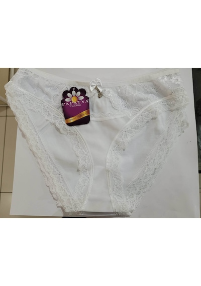 Papatya Penye Dantelli Kadın Slip Külot V57 Beyaz