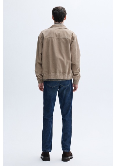 Mudo Erkek Erkek Vizon Rengi Regular Fit Kadife Dokulu Bomber Ceket 1264472