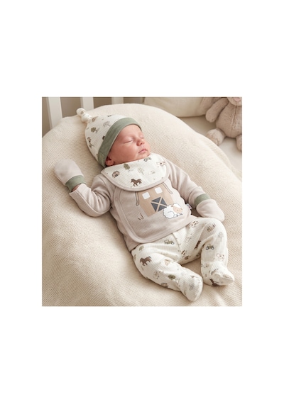 Mother Love %100 Organik Pamuk 5'li Hastane Çıkışı Yenidoğan Bebek Kıyafeti Seti Kuzu Desenli