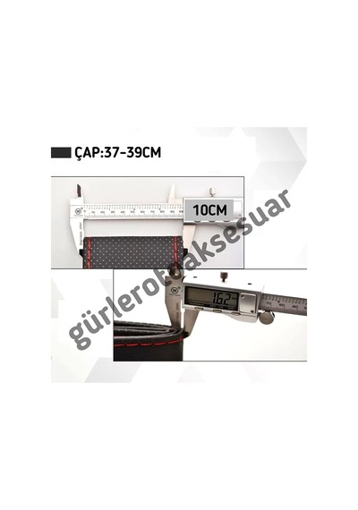 Renault Uyumlu Clio 2 Dikmeli Direksiyon Kılıfı Soft Siyah Deri Siyah Ipli 38 10cm Siyah