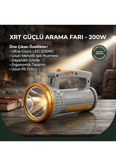 200w Şarjlı El Feneri Gri
