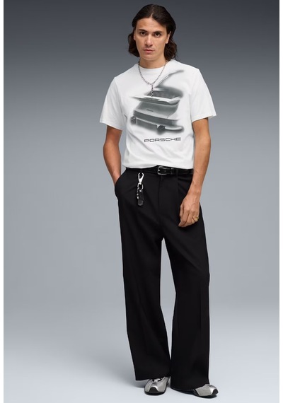 Puma 634489-05 Porsche Graphic Tee 1 Tişört Erkek T-shirt Beyaz