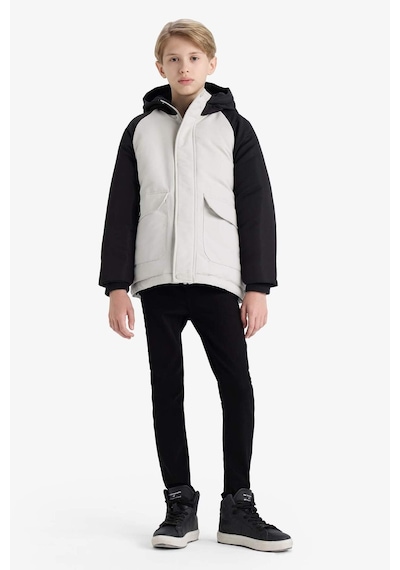 Defacto Erkek Çocuk Su İtici Kapüşonlu Polar Astarlı Parka E9386a825wngr503 Gri-gr503