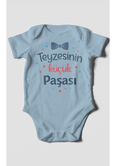 Morivokids Teyzesinin Küçük Paşası Kısa Kollu Bebek Body Bebe Mavisi