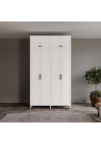 Guneystore Milas 4 Kapaklı Komple Mdf Ayaklı Yüklüklü Gardırop