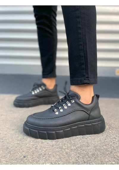 DMR Elegance Jy010 Cloud Bağcıklı Cilt Erkek Günlük Sneaker Ayakkabı Cst - Siyah