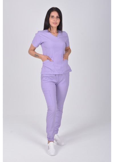 Lila Likralı Jogger Alt Üst Takım