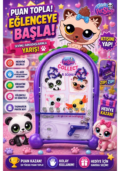 Pinball Littlest Pet Shop Eğitici Retro Eğitici Oyuncak Mor
