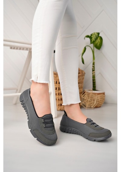 Füme Anne Ortopedik Taban Bağcıksız Slip-on Günlük Rahat Giyim Anatomik Yürüyüş Ayakkabı Füme